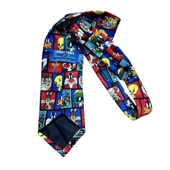 Looney Tunes Cartoon Stamp Collection Neck Tie Multi-Color 1990s - Picture 3 of 4